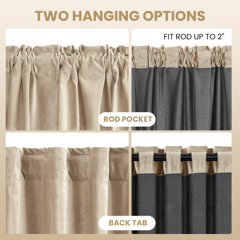 Dreaming Casa Darkening Velvet Curtains for Living Room Thermal Insulated Rod Pocket Back Tab Window Curtain for Bedroom 2 Panels 52" W x 108" L - Image 5